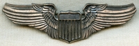 Great Mid-1930's US Air Corps Pilot Wing by Amcraft in Silver-Plated Brass. Near Mint
