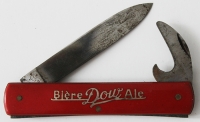 1930's Catalin Plastic-Handled Adv. Pocket Knife & Opener for Dow Biere Ale & Old Stock Ale