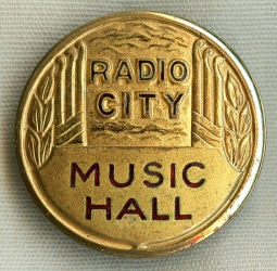 Extremely Rare Early 1930's Radio City Music Hall Usher Hat Badge in Excellent Condition