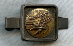 Sterling Silver 1950s United Airlines "100,000 Miler" Tie Clip