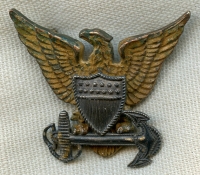 Beautiful 1930's - Early WWII US Coast Guard Small Size Officer Hat Badge by Blackinton