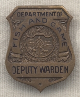 1930s Vermont Fish and Game Deputy Warden Badge