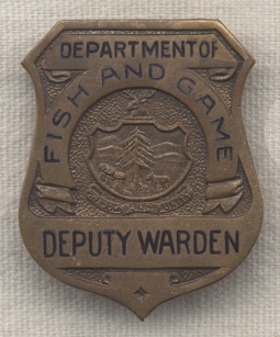 1930s Vermont Fish and Game Deputy Warden Badge