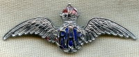 Cool 1930's - WWII Large RAF Sweetheart Wing in Rhodium-Plated Enameled Brass