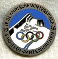 Beautiful 1936 IV Winter Olympics Official Badge (Garmisch-Partenkirchen)