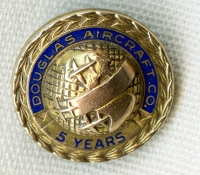 Late 40's - Early 50's Douglas Aircraft 5 Years of Service Pin by Robbins