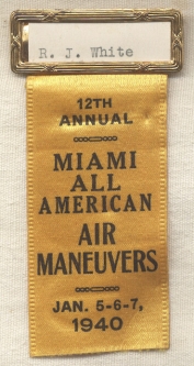 12th Annual 1940 Miami All American Air Maneuvers Ribbon