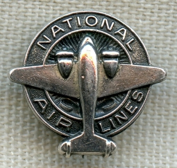 Beautiful 1940's-1950's National Air Lines 5-Year Service Pin in Sterling by Balfour