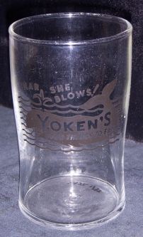 Great 1940s-1950s Yoken's Restaurant Glass from Portsmouth, New Hampshire