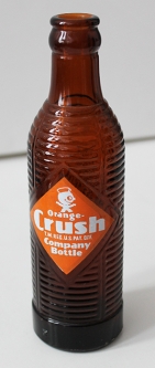Beautiful 1940's Deco Orange Crush Soda Bottle in Amber Glass
