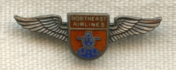 Sterling 1940s 5 Years of Service Lapel Pin for Northeast Airlines (NEA) in Pinback