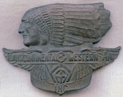 Early WWII Transcontinental & Western Air Inc. (TWA) Pilot's Cap Badge