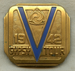 Beautiful 1942 American Motorcycle Assoc. (AMA) Gypsy Tour Award "V" for Victory Buckle