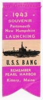 1943 Launch Ribbon for High-Scoring Submarine, USS Bang SS-385