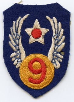 Extremely Rare Ca. 1943 USAAF 9th Air Force 'Large Shield' Variation UK-Made Shoulder Patch