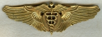 Nice Ca. 1943 USAAF Type 1 Flight Surgeon Wing in Gold-Plated Brass by Gemsco