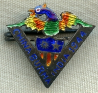 Gorgeous 1944 CBI 'V for Victory' Pin with Peacock at Top. Chinese-Made in Excellent Condition