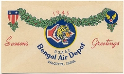 1945 USAAF Bengal Air Depot Christmas Card with Original Envelope