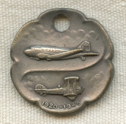 Sterling 1945 United Air Lines 25th Anniversary Presentation Medal for 1st Coast-to-Coast Air Route
