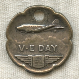 1945 United Air Lines V-E Day Presentation Medal in Sterling
