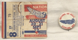 1946 National Air Races at Cleveland Pin and Ticket Stub (1st Post-WWII Race)