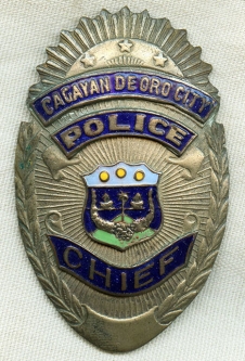 Beautiful 1950's Police Chief Badge from Cagayan De Oro City in Mindanao, Philippines