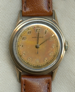 Cool Vintage Ca. 1950 Movado 2-Tone Watch w/ Typical Patinated Face & Scarce 261 Movement 1949-1952