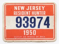 Vintage 1950 New Jersey Hunting License
