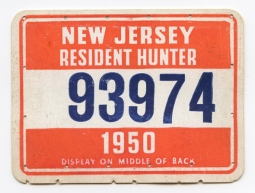 Vintage 1950 New Jersey Hunting License