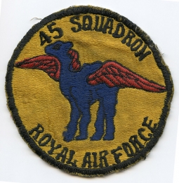 Rare Ca. 1950 RAF 45 Squadron Fully Embroidered Japanese-Made Jacket Patch