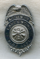 1950s Lanesboro, Massachusetts Fire Department Member Badge