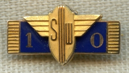 Beautiful 1950's 10K Gold Stewart-Warner Gauges 10-Year Service Pin