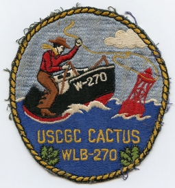 Great 1950's USCG Cutter Cactus WLB-270 Buoy Tender Jacket Patch