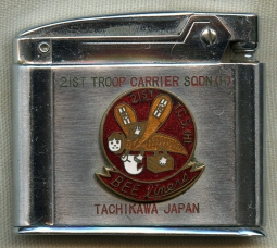 Wonderful 1952 USAF 21st Troop Carrier Sq. (Heavy) The "Bee Liners" Lighter Japanese-Made by Corona
