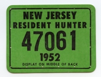Vintage 1952 New Jersey Hunting License