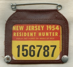 Vintage 1954 New Jersey Hunting License in Case