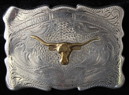 Vintage 1958 Steer Head Trophy Buckle for the Top Hand at a Skidmore, MO Rodeo by Frontier Buckles