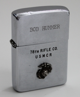 Ca. 1959 78th Rifle Co. USMC Reserve Zippo w/ Factory Engraving & Applied EGA Named to Bob Hummer