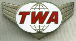 Cool, Early 1960's TWA (Trans World Airlines) Agent Hat Badge by The Robbins Co.