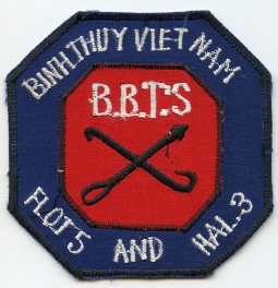 Ca. 1967 USN Binh Thuy Vietnam Flotilla 5 & Haltron 3 BBTS (Support Facility) Saigon-Made Patch