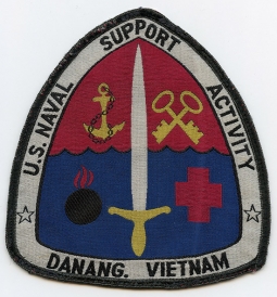 Nice Ca. 1968 US Naval Support Activity Danang, Vietnam Large Bevo Weave Pocket Patch
