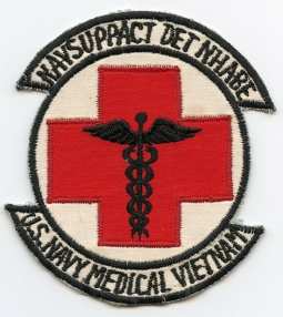 Ca. 1968 USN Support Det. NHABE USN Medical, Vietnam. Saigon-Made Patch by Cheap Charlies