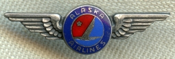 Nice 1970's Alaska Airlines Lapel Wings in Sterling Silver by Balfour