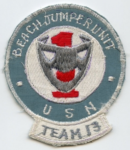 Circa 1971 USN Beach Jumper Unit 1, Team 13 Pocket Patch. Saigon-Made