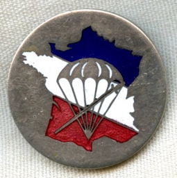 Ext. Rare ca 1944 1st BN Parachutiste de Choc French Forces of the Interior Beret Badge by Berchot