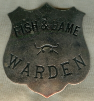 Extremely Rare ca 1900 1st Issue Vermont Fish & Game Warden Badge