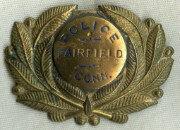 1920's - 1930's Fairfield, Connecticut Police Officer Hat Badge by Braxmar