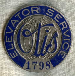 Great Ca 1920's - 1930's Otis Elevator Service Employee Badge