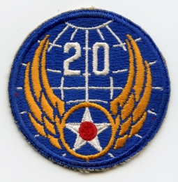 WWII USAAF 20th Air Force Thin Numbers, Round Patch, Unworn