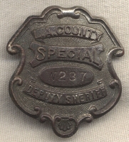 Early 1920's Los Angeles County California Special Deputy Sheriff Badge